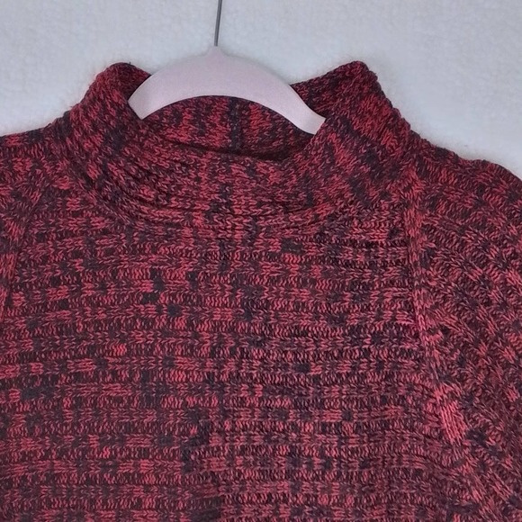 Investments Womens Sweater L Red Black Chunky Knit Mock Neck Relaxed Fit - Picture 3 of 13